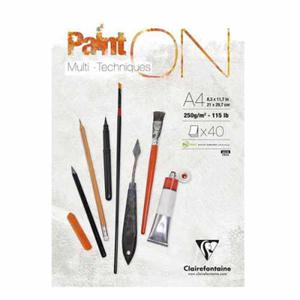 Blok malarski uniwersalny Clairefontaine Paint On Multi -Techniques Blanc - 250g, A4, 40ark. - 2824732703