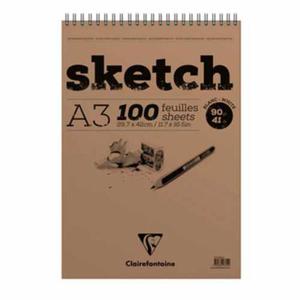 Blok szkicowy White Sketch Clairefontaine - 90g, 100ark, A3, na spirali - 2824729320