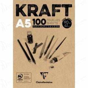 Blok rysunkowy KRAFT Clairefontaine - 90g, A5, 100ark. - 2833955024