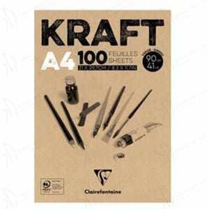 Blok rysunkowy KRAFT Clairefontaine - 90g, A4, 100ark. - 2833955025