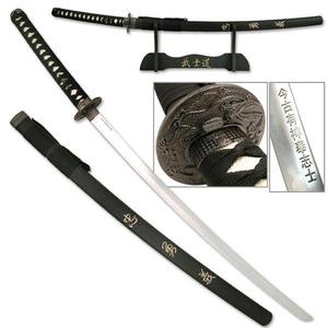 Miecz katana prawdziwy miecz samurajski wykonany ze stali z pochw i stojakiem SW-319 - 2878578117