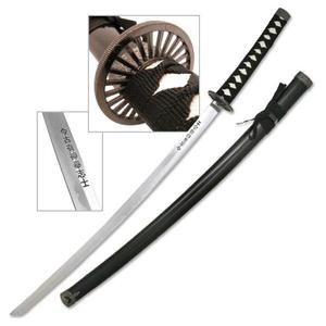 MIECZ KATANA PRAWDZIWY MIECZ SAMURAJSKI WYKONANY ZE STALI Z POCHW SW-68B - 2878578118