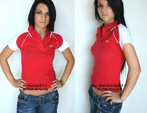 KOSZULKA Damska POLO t-shirt 9002 S-XL czerwona - 2827266995