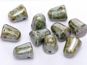 Gumdrop Beads Green Luster Picasso 10x7 mm - 10 sztuk - 2833604491