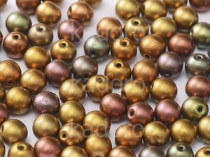 Round Beads Matte Metallic Iris Lt. Gold 6 mm - 20 sztuk - 2875585585