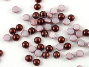 Szklany kaboszon Alabaster Coated Maroon Pearl koo 4mm - 4 sztuki