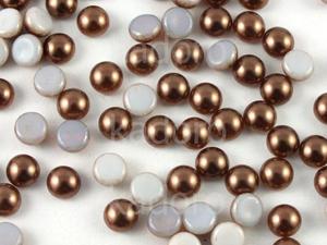 Szklany kaboszon Alabaster Coated Brown Pearl koo 5mm - 4 sztuki