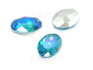 Szklany kamie fasetowany owal 14x10mm Aquamarine - Blue Mist F - 2 sztuki - 2871273749