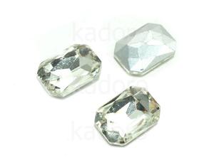 Szklany kamie fasetowany prostokt 14x10mm Crystal F - 1 sztuka - 2873839164