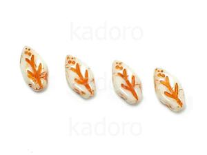 Leaves Opaque White Orange Wash 10x6mm - 10 sztuk - 2869313043