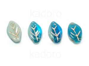 Leaves Opaque Lt Gray - Capri Blue - Copper Inlay 12x7mm - 6 sztuk - 2876250762