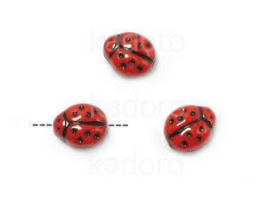 Ladybird Beads Opaque Lt Red - Black Inlay 10x07 mm - 6 sztuk - 2874486739