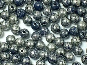 Round Beads Opaque Navy Blue Silver Patina 4 mm - opakowanie - 2869313109