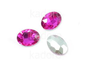 Szklany kamie fasetowany owal 14x10mm Fuchsia F - 2 sztuki - 2871273819