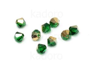 Bicone 4mm Rose Gold 1/2 Coated Green Emerald - 6 sztuk - 2873228431