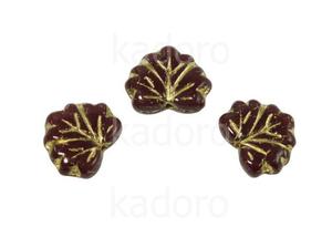 Maple Leaves Dark Cherry - Gold Inlay 13x11mm - 2 sztuki - 2876250802