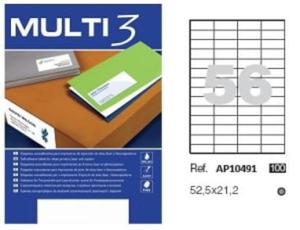 etykieta 52,5x21,2 - 100ark A4 AP10491 etykiety Multi3 *odpowiednik SINEL 20168 - 2833520097