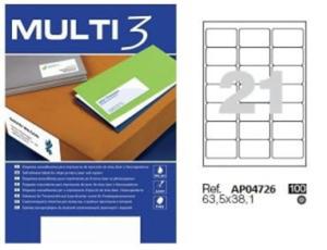 etykieta 63,5x38,1 - 100ark A4 AP04726 etykiety Multi3 *odpowiednik SINEL 20216 - 2833520098