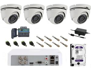 Kompletny zestaw monitoringu na 4 kamery HD-TVI z szerokim ktem widzenia FULL HD - 2868740510