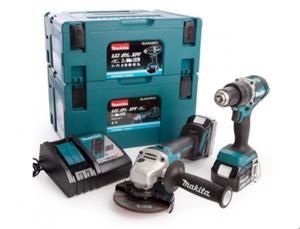 Makita Zestaw COMBO 18V wkrtarka szlifierka akumulatorowa 2x18V/5,0Ah DLX2210TJ1 - 2876165248