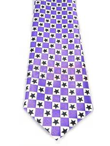 Krawat fioletowy - SZACHOWNICA W GWIAZDKI (K-17) - 2829282966