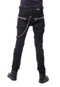 Czarne punkowe gotyckie spodnie z zamkami i acuchem - LANCE PANTS - 2829283986