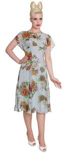 Sukienka w kwiaty w stylu lat 40 - FLORRIE DRESS - 2829284016