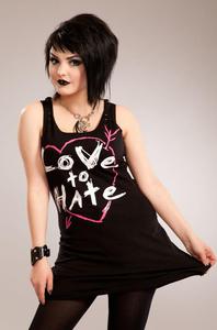 Sukienka tunika rockowa z nadrukiem - LOVE TO HATE DRESS - 2829284020