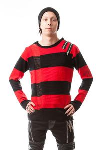 Sweter w paski z zamkami Freddy Crueger - 2842337336