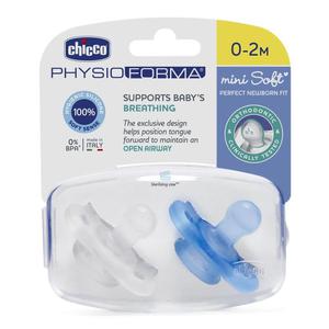 Chicco physioforma smoczek silikonowy uspokajajcy mini soft 0-2m boy 2szt - 2872063429