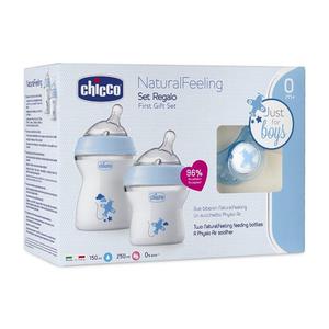 Chicco naturalfeeling zestaw do karmienia butelka 150ml 0m+ + butelka 250ml 2m+ + smoczek physioforma comfort 0m+ niebieski - 2873404790