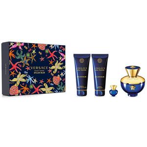 Versace pour femme dylan blue zestaw woda perfumowana spray 100ml + miniatura wody perfumowanej 5ml + el pod prysznic 100ml + balsam do ciaa 100ml - 2876444499