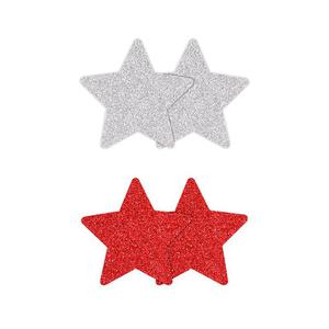 Ns novelties pretty pasties nakadki na biust glitter stars red/silver 2 pary - 2876782976