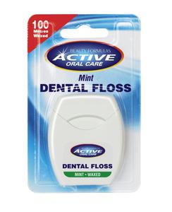 Active oral care dental floss ni dentystyczna woskowana mint 100 metrw - 2877389878