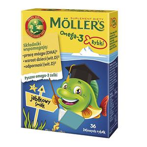 Mller's omega-3 rybki elki z kwasami omega-3 i witamin d3 dla dzieci jabkowe 36szt. - 2878411487