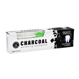 Beauty formulas charcoal whitening toothpaste wybielajca pasta do zbw z aktywnym wglem 100ml + szczoteczka do zbw 1szt. - 2877849267