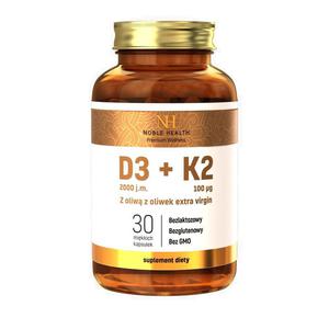 Noble health d3 + k2 w oliwie z oliwek extra virgin suplement diety 30 kapsuek - 2878862532