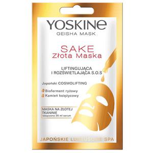 Yoskine geisha mask sake maska na zotej tkaninie liftingujca i rozwietlajca s.o.s 20ml - 2878863814