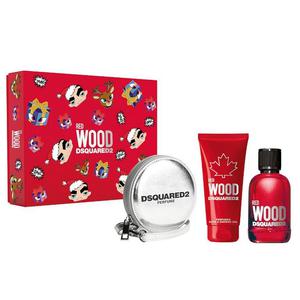 Dsquared2 red wood pour femme zestaw woda toaletowa spray 100ml + el pod prysznic 100ml + portfel - 2878865013