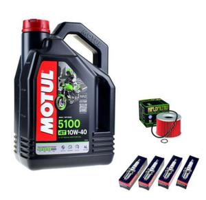 Olej Motul + Filtr oleju + wiece KAWASAKI ZZR 1100 1200 - 2833197795