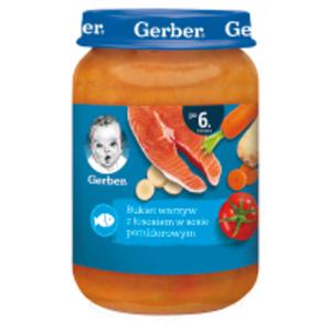 Gerber Bukiet warzyw z ososiem w sosie pomidorowym po 6 miesicu - 2867515366