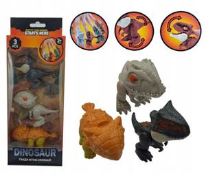 Zestaw 3 szt figurki dinozaury zabawki na prezent dinozaur gryzcy palce - 2877436503