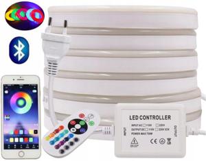 NEON LED RGB 230V ZESTAW 5m IP67 PILOT smartfon - 2862398448