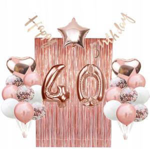 ZESTAW balony 40 urodziny czterdziestka rose gold - 2862398860