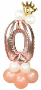 ZESTAW BALONW URODZINY cyfra 0 rose gold korona - 2862398925