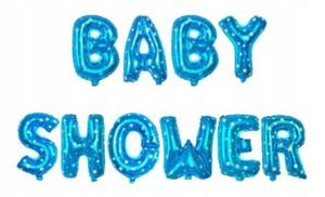 BALONY foliowe napis BABY SHOWER niebieski 45 cm - 2862399229