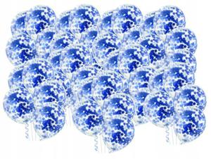 Balony due przezroczyste niebieski konfetti 50szt - 2862399801