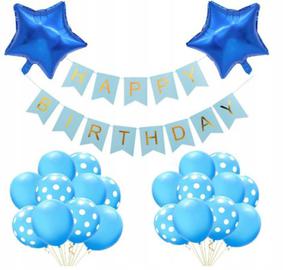 ZESTAW rowych balonw urodziny kropki niebieskie - 2862400537