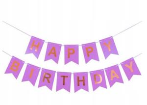 Baner Girlanda fiolet urodziny HAPPY BIRTHDAY 3m - 2862400769