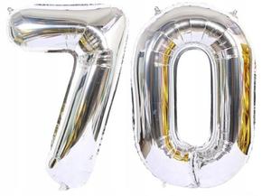 Balony foliowe cyfry 70 urodziny srebrne 40cm part - 2868468846